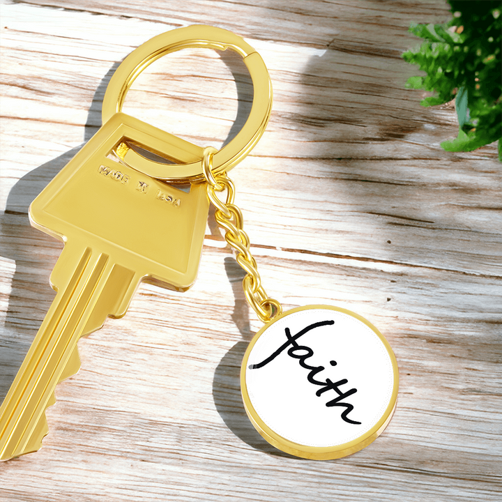 Faith (Black) – Graphic Circle Keychain – Gift for Her - Gift for Him
