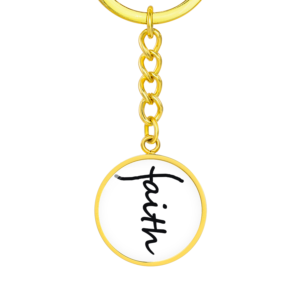 Faith (Black) – Graphic Circle Keychain – Gift for Her - Gift for Him