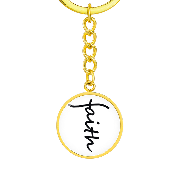 Faith (Black) – Graphic Circle Keychain – Gift for Her - Gift for Him