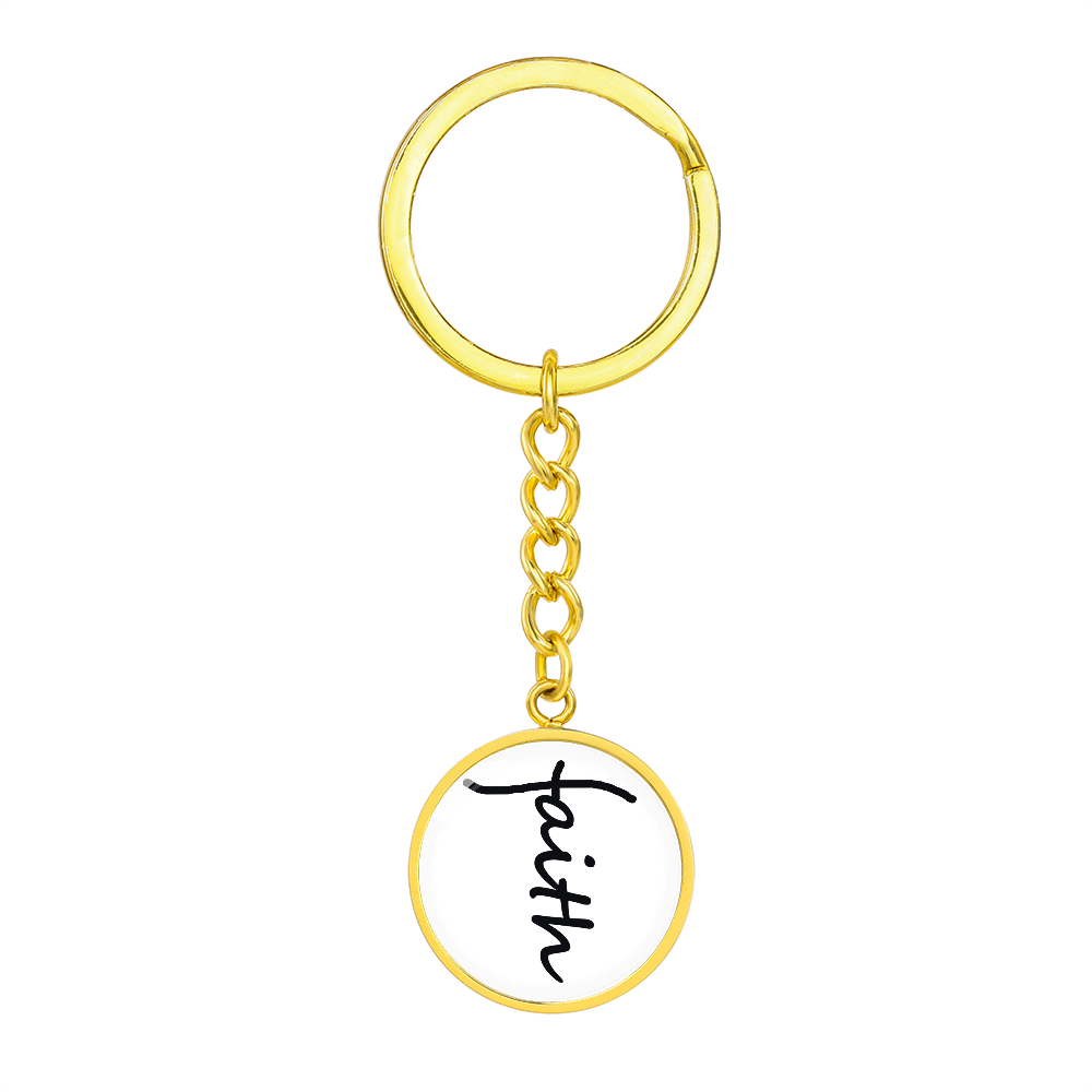 Faith (Black) – Graphic Circle Keychain – Gift for Her - Gift for Him