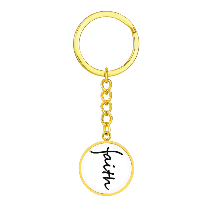 Faith (Black) – Graphic Circle Keychain – Gift for Her - Gift for Him