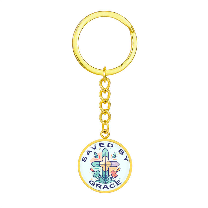 Saved By Grace Circle Keychain – Gift for Her