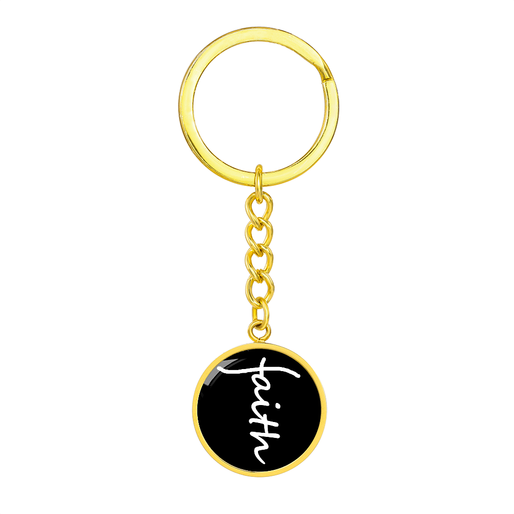 Faith (White) – Graphic Circle Keychain – Gift for Her - Gift for Him
