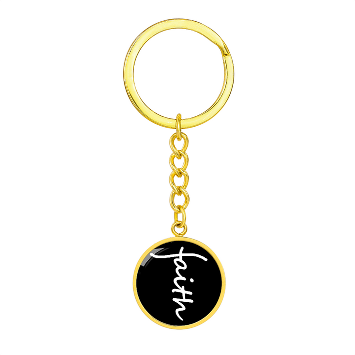 Faith (White) – Graphic Circle Keychain – Gift for Her - Gift for Him
