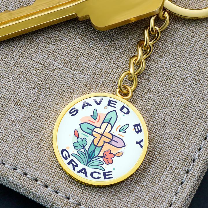 Saved By Grace Circle Keychain – Gift for Her
