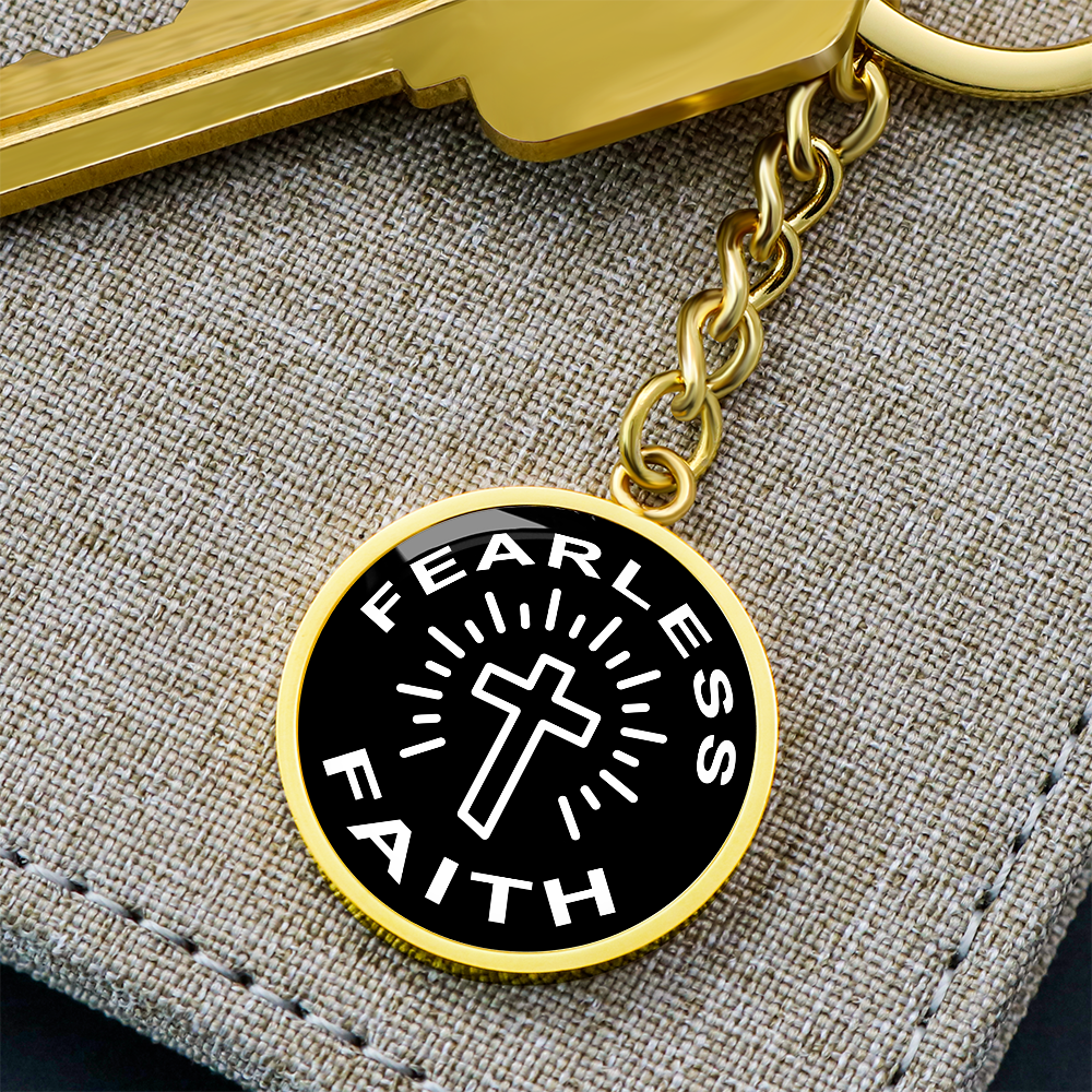 Fearless Faith Graphic Circle Keychain – Gift for Her - Gift for Him