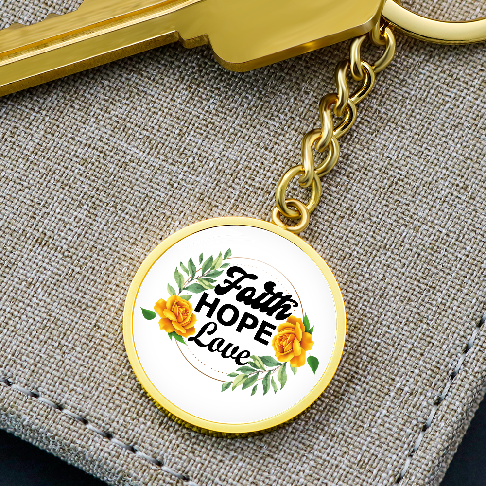 Faith Hope Love Graphic Circle Keychain – Gift for Her - Gift for Him