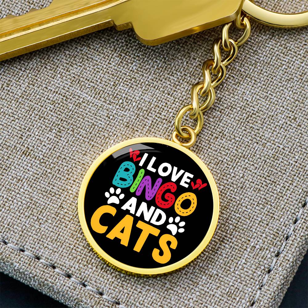 I Love Bingo And Cats - Circle Keychain - Gift for Her