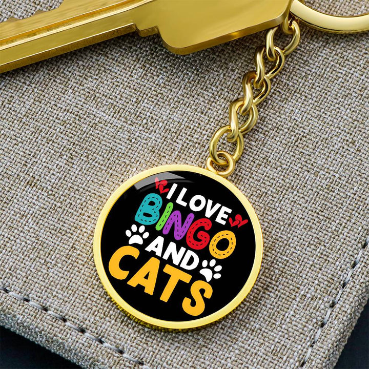 I Love Bingo And Cats – Circle Keychain – Gift for Her