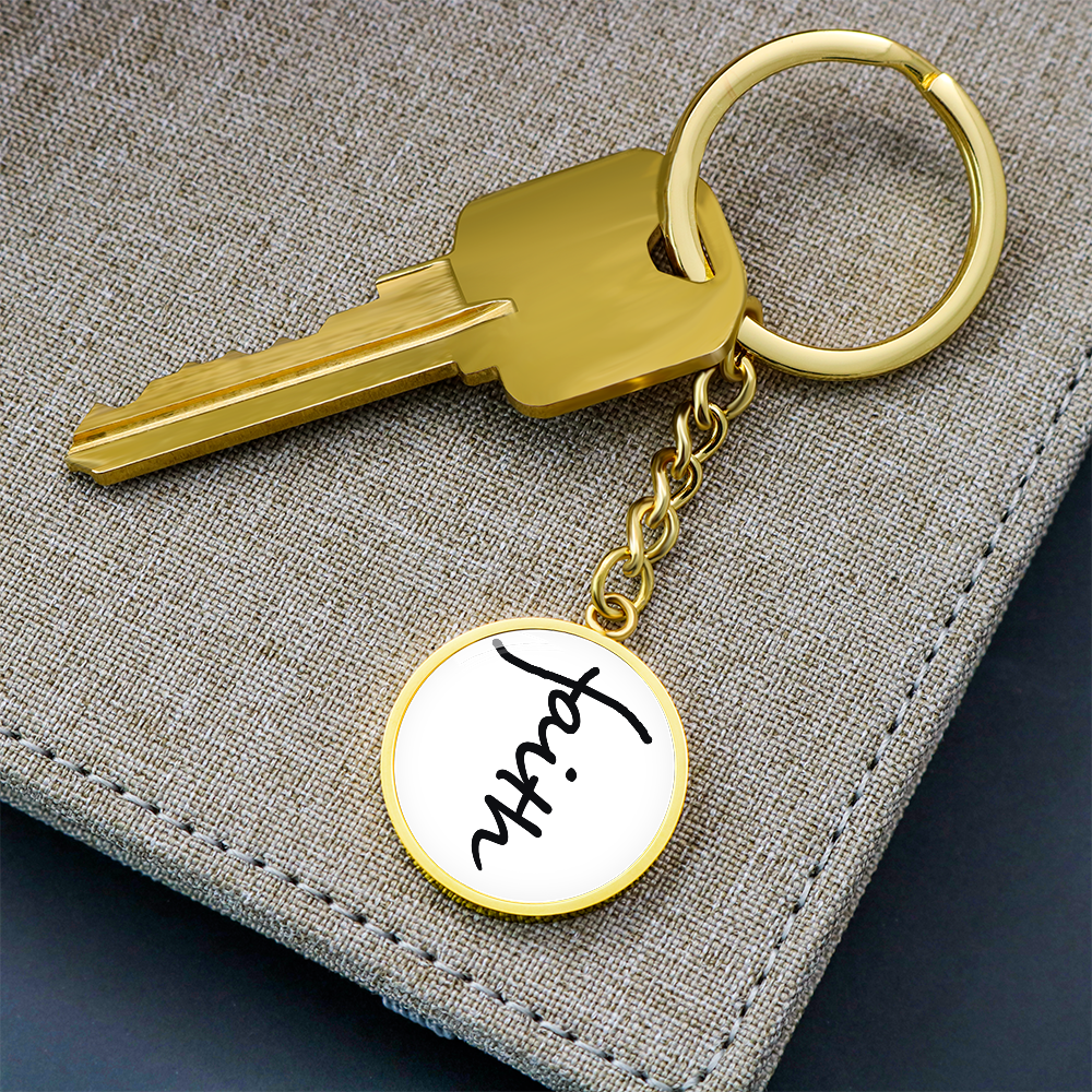 Faith (Black) – Graphic Circle Keychain – Gift for Her - Gift for Him