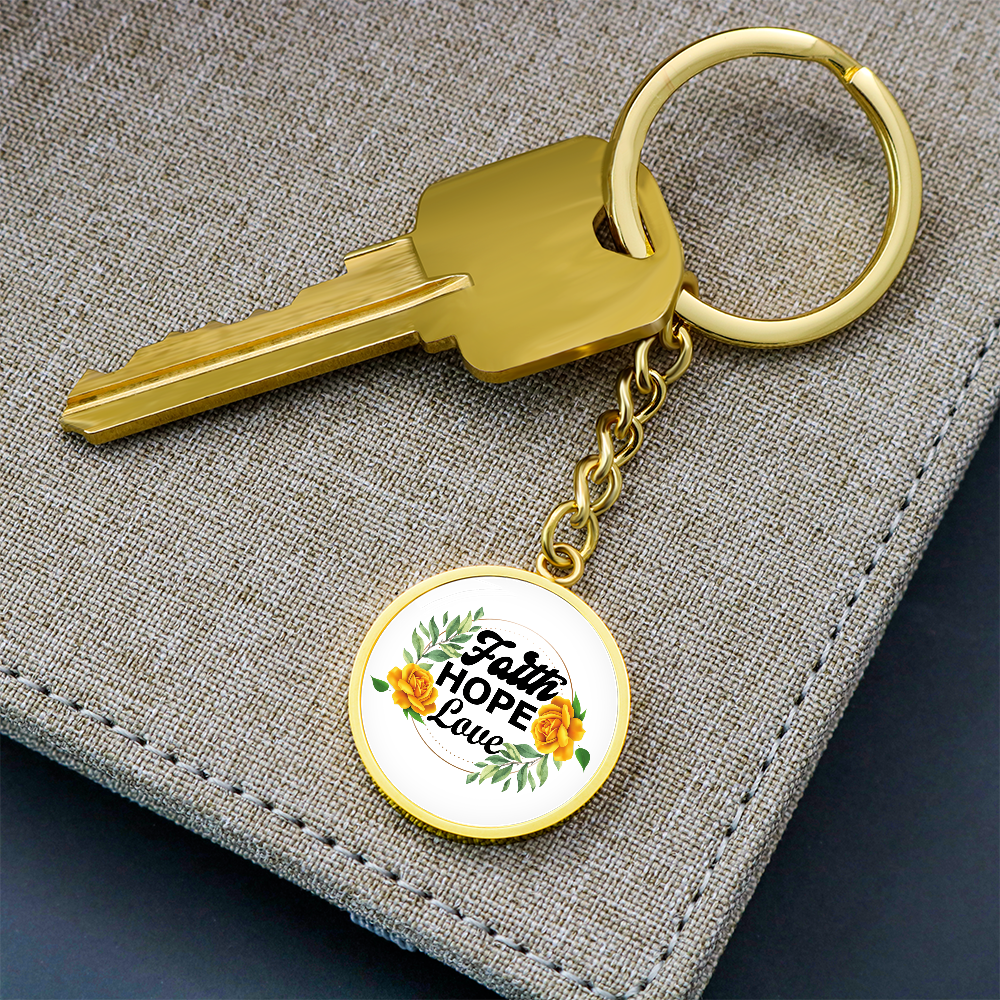 Faith Hope Love Graphic Circle Keychain – Gift for Her - Gift for Him