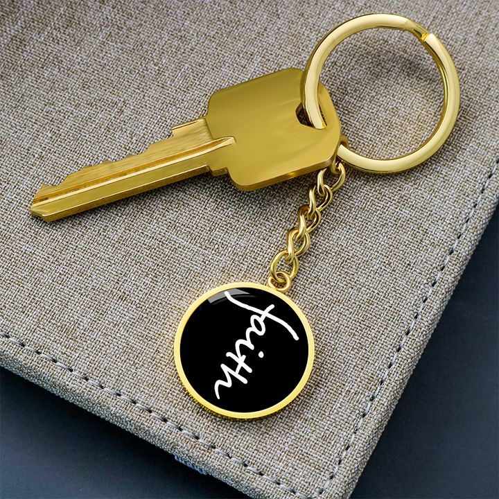 Faith (White) – Graphic Circle Keychain – Gift for Her - Gift for Him