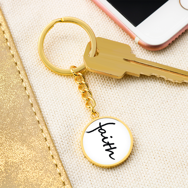 Faith (Black) – Graphic Circle Keychain – Gift for Her - Gift for Him