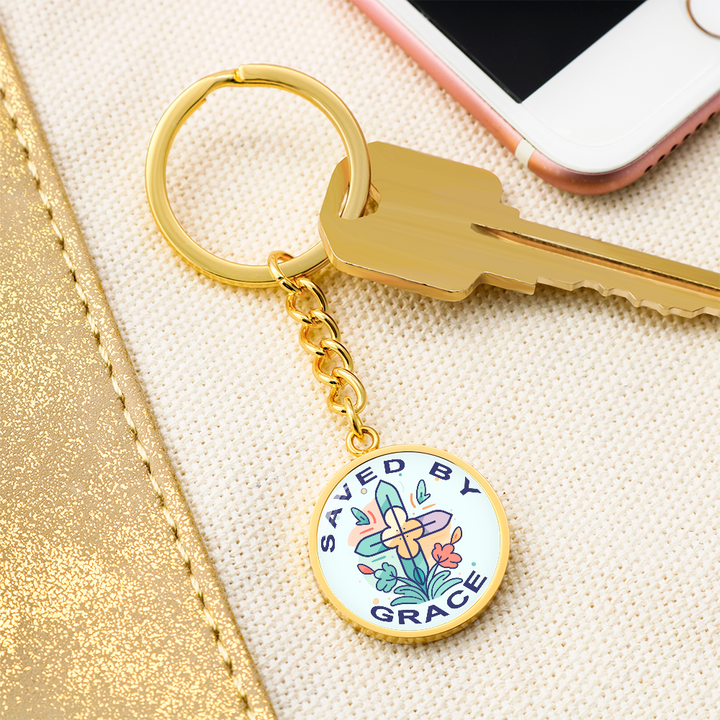 Saved By Grace Circle Keychain – Gift for Her