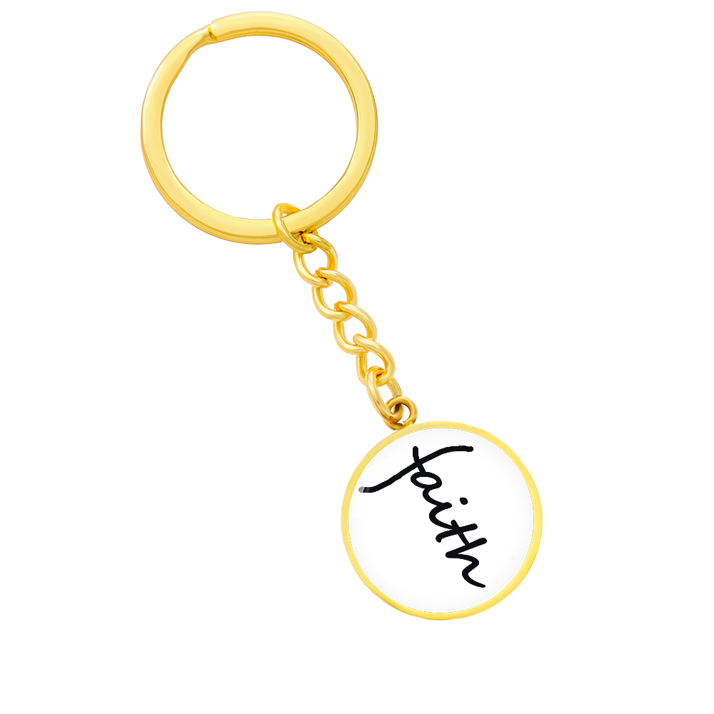 Faith (Black) – Graphic Circle Keychain – Gift for Her - Gift for Him