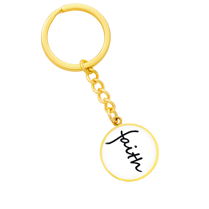 Faith (Black) – Graphic Circle Keychain – Gift for Her - Gift for Him