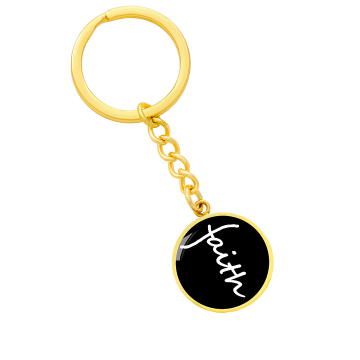 Faith (White) – Graphic Circle Keychain – Gift for Her - Gift for Him