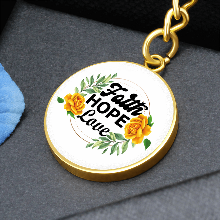 Faith Hope Love Graphic Circle Keychain – Gift for Her - Gift for Him