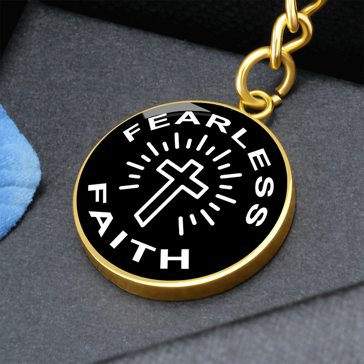 Fearless Faith Graphic Circle Keychain – Gift for Her - Gift for Him