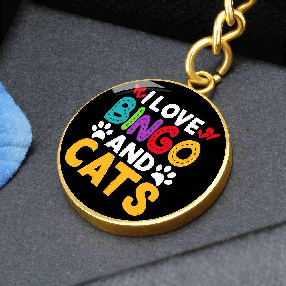 I Love Bingo And Cats - Circle Keychain - Gift for Her