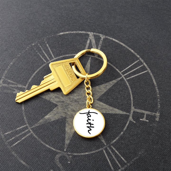 Faith (Black) – Graphic Circle Keychain – Gift for Her - Gift for Him