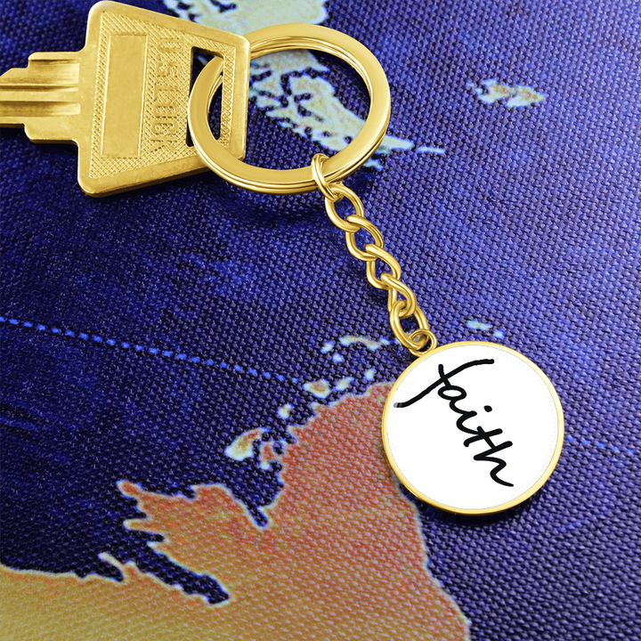 Faith (Black) – Graphic Circle Keychain – Gift for Her - Gift for Him