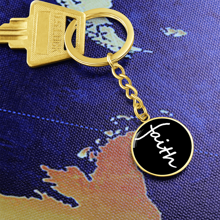 Faith (White) – Graphic Circle Keychain – Gift for Her - Gift for Him