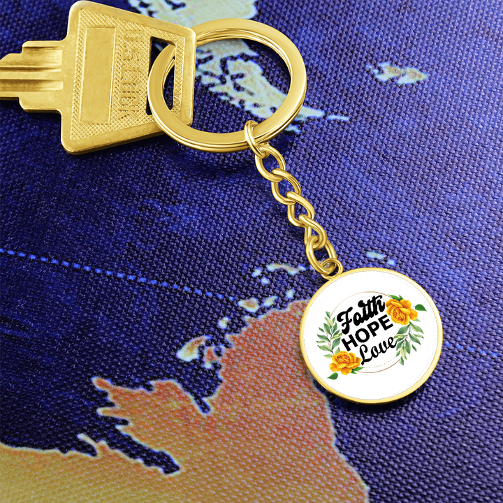 Faith Hope Love Graphic Circle Keychain – Gift for Her - Gift for Him
