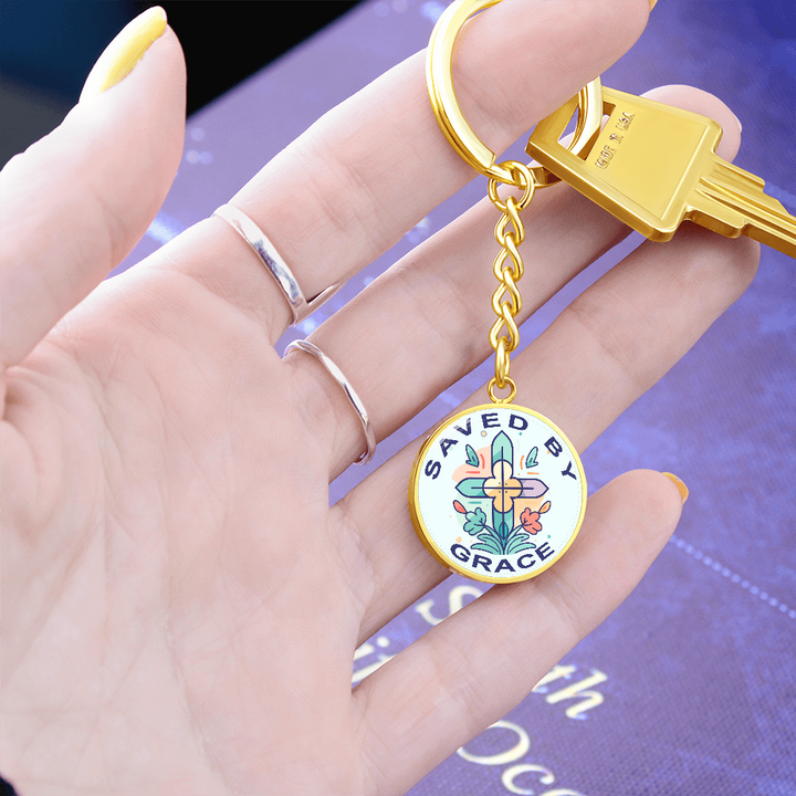 Saved By Grace Circle Keychain – Gift for Her