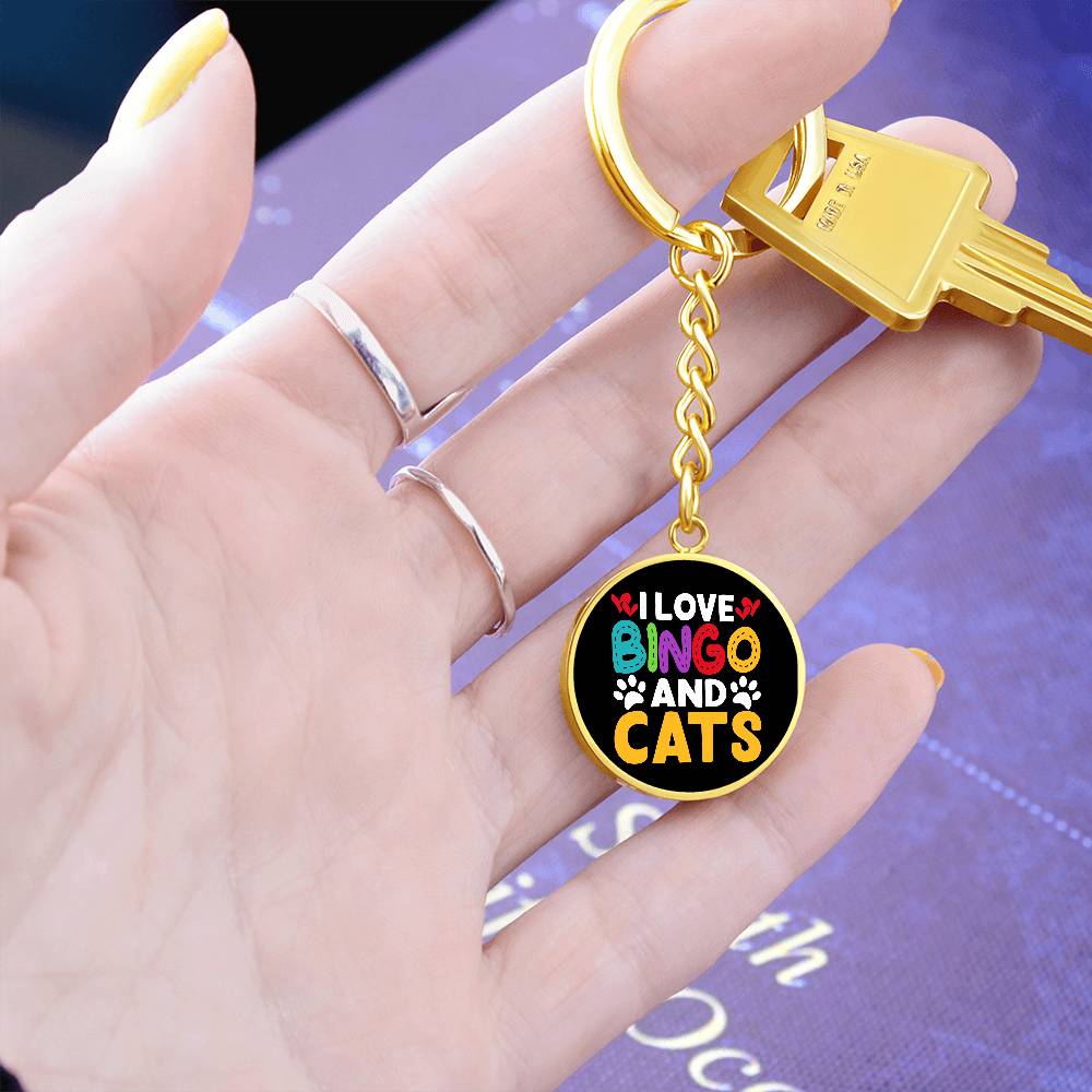 I Love Bingo And Cats - Circle Keychain - Gift for Her