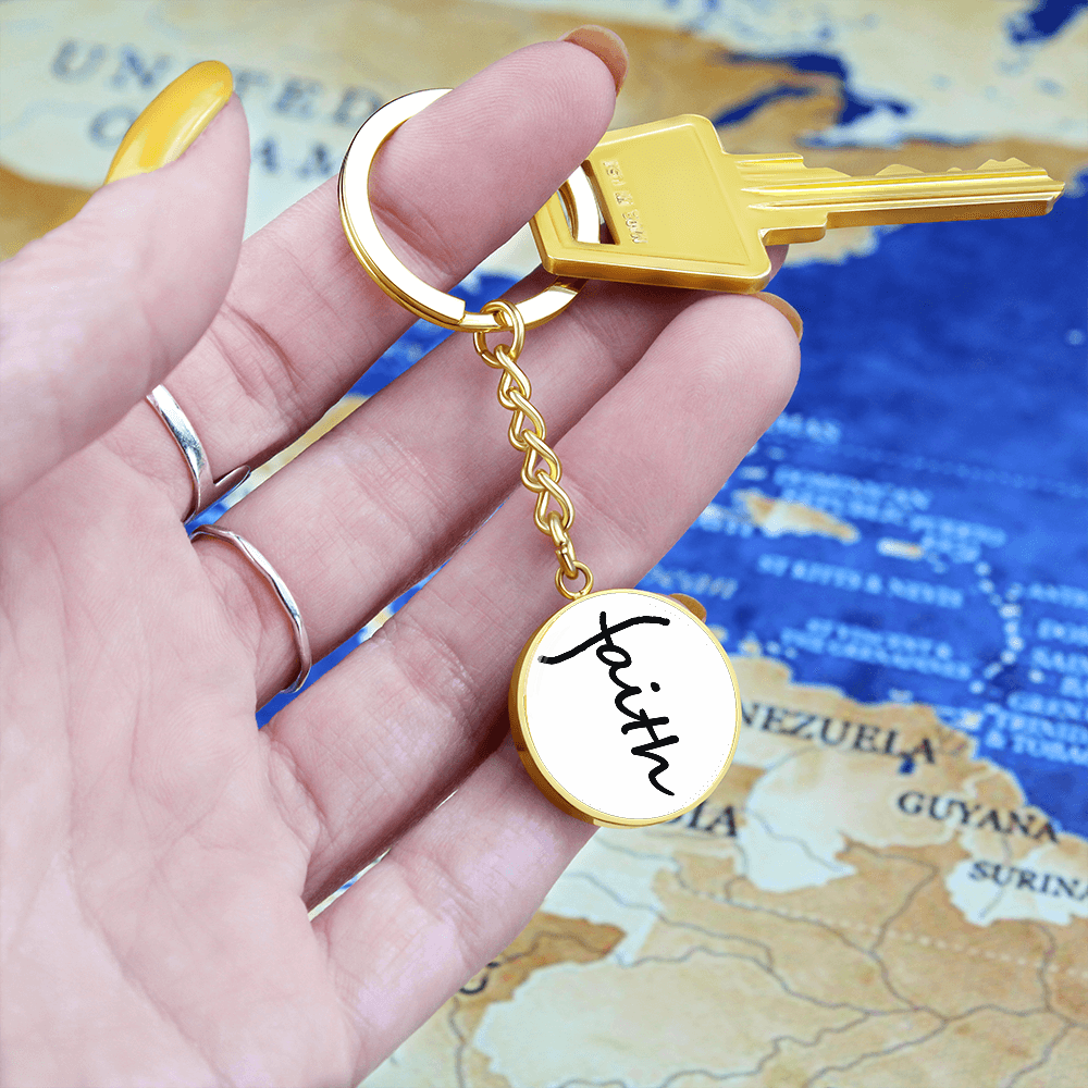 Faith (Black) – Graphic Circle Keychain – Gift for Her - Gift for Him