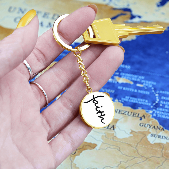 Faith (Black) – Graphic Circle Keychain – Gift for Her - Gift for Him