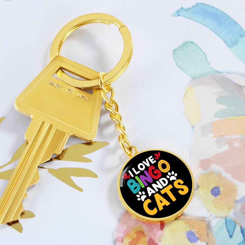 I Love Bingo And Cats – Circle Keychain – Gift for Her