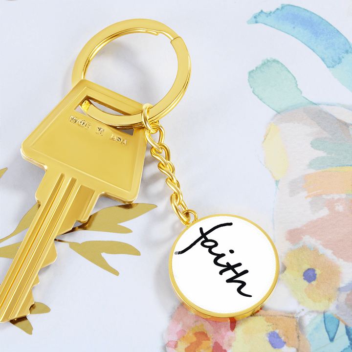 Faith (Black) – Graphic Circle Keychain – Gift for Her - Gift for Him