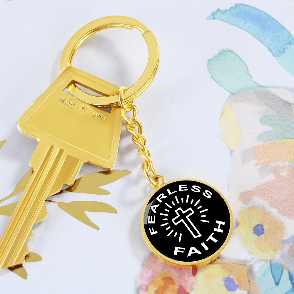 Fearless Faith Graphic Circle Keychain – Gift for Her - Gift for Him