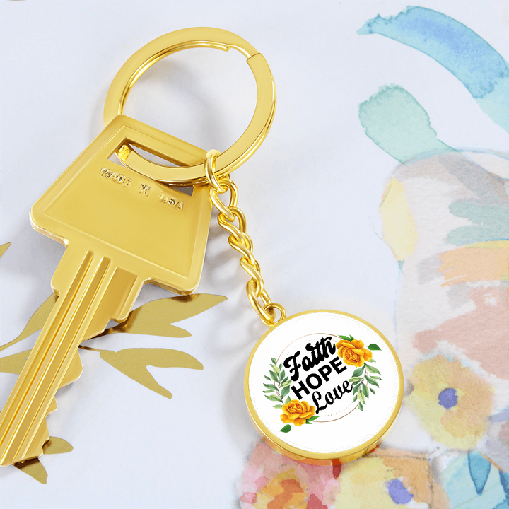 Faith Hope Love Graphic Circle Keychain – Gift for Her - Gift for Him