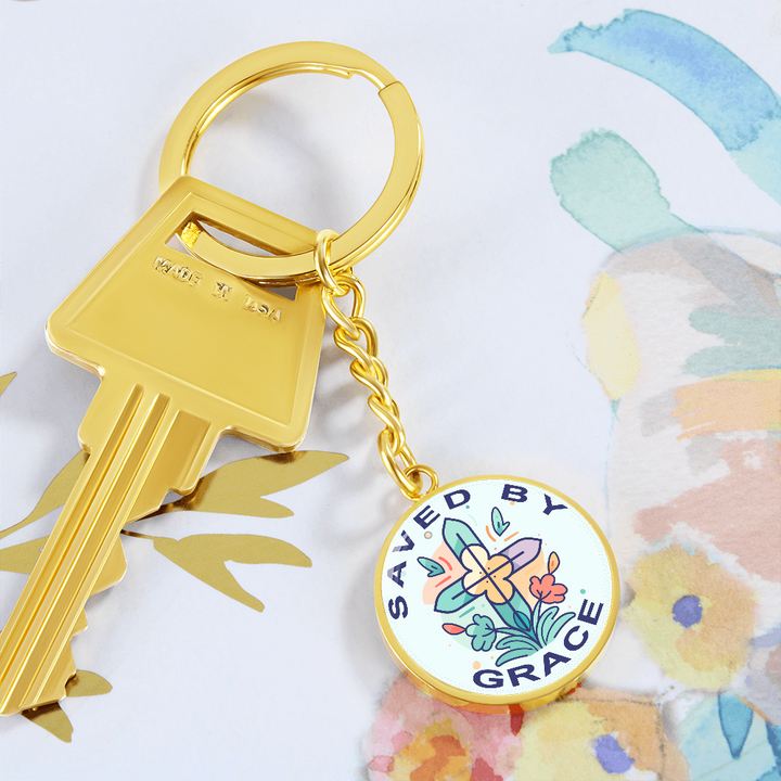 Saved By Grace Circle Keychain – Gift for Her