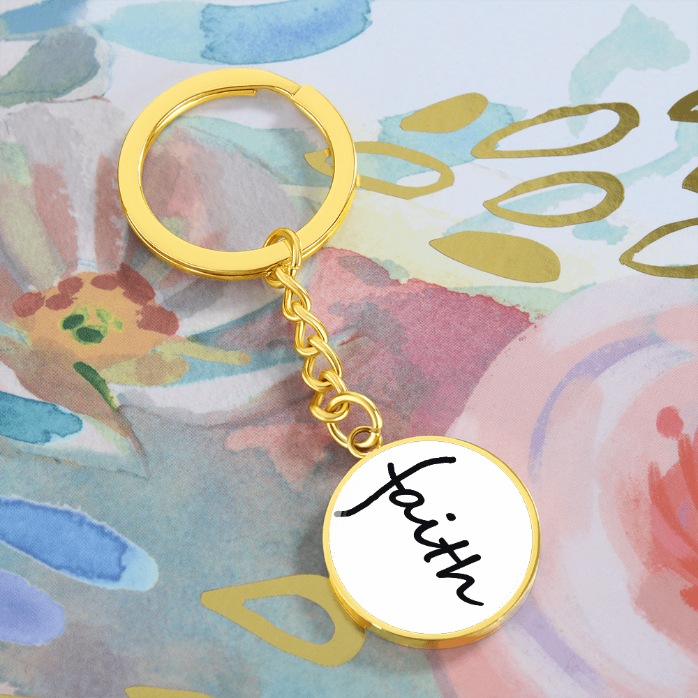 Faith (Black) – Graphic Circle Keychain – Gift for Her - Gift for Him