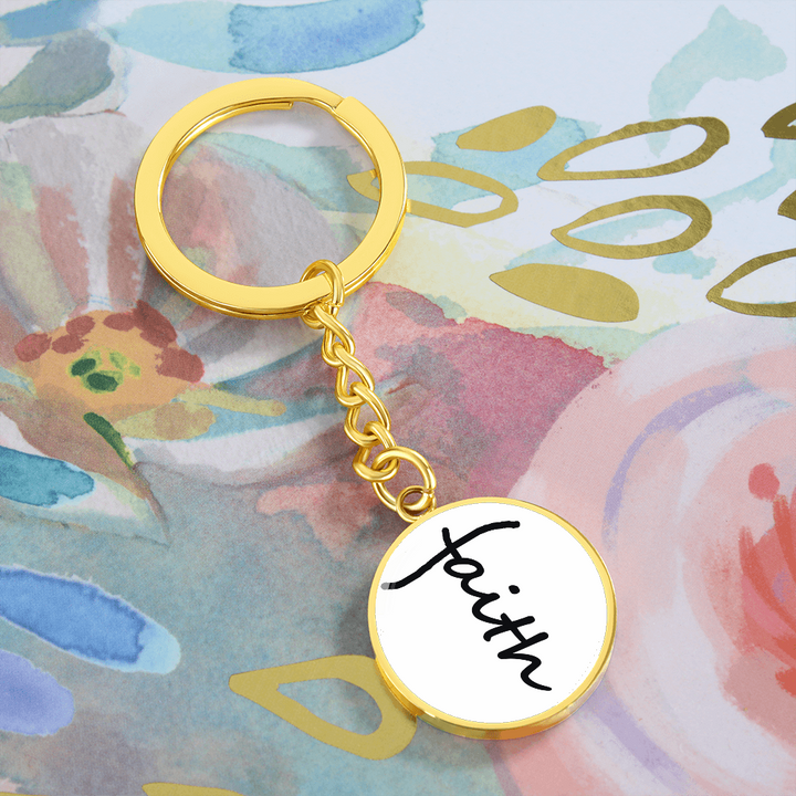 Faith (Black) – Graphic Circle Keychain – Gift for Her - Gift for Him