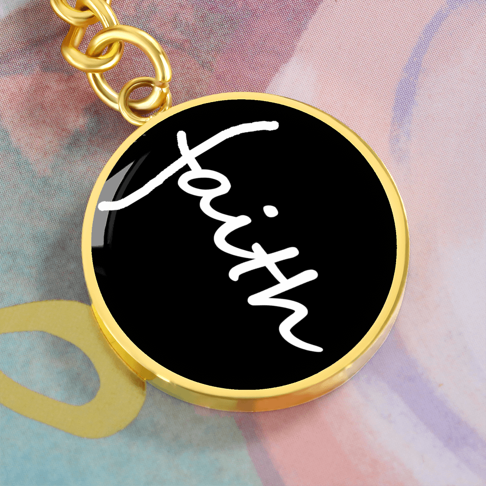 Faith (White) - Graphic Circle Keychain - Gift for Her - Gift for Him
