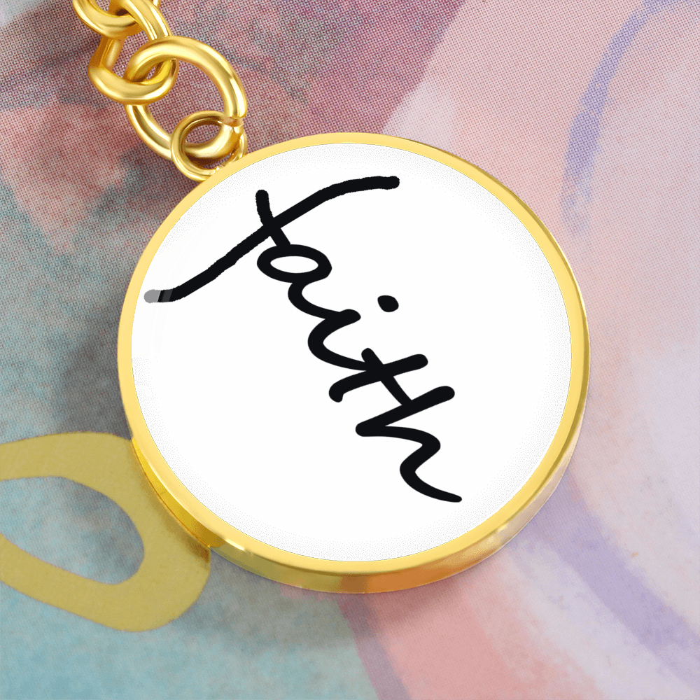 Faith (Black) – Graphic Circle Keychain – Gift for Her - Gift for Him