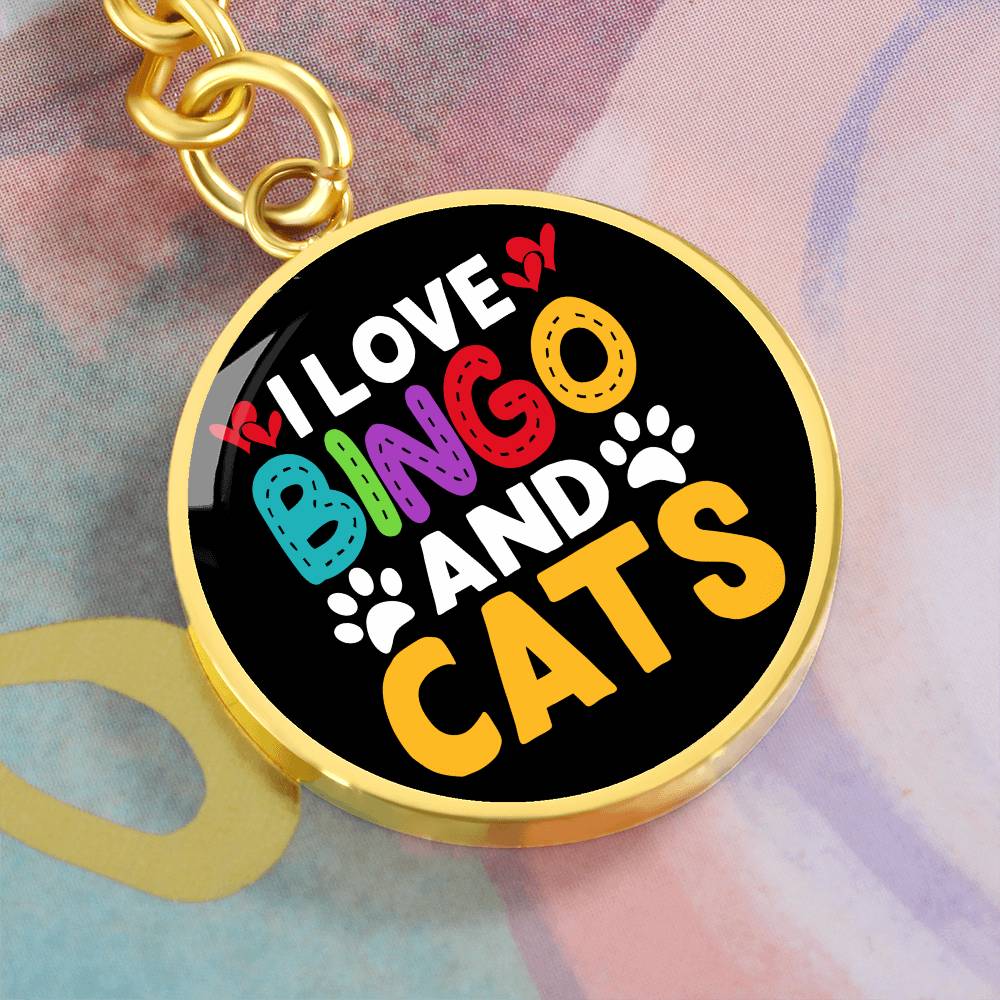 I Love Bingo And Cats – Circle Keychain – Gift for Her