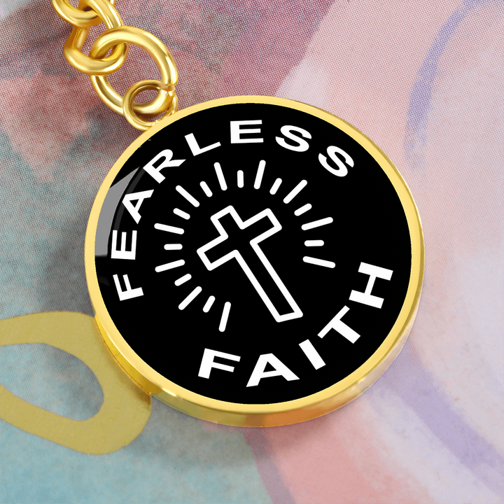 Fearless Faith Graphic Circle Keychain – Gift for Her - Gift for Him
