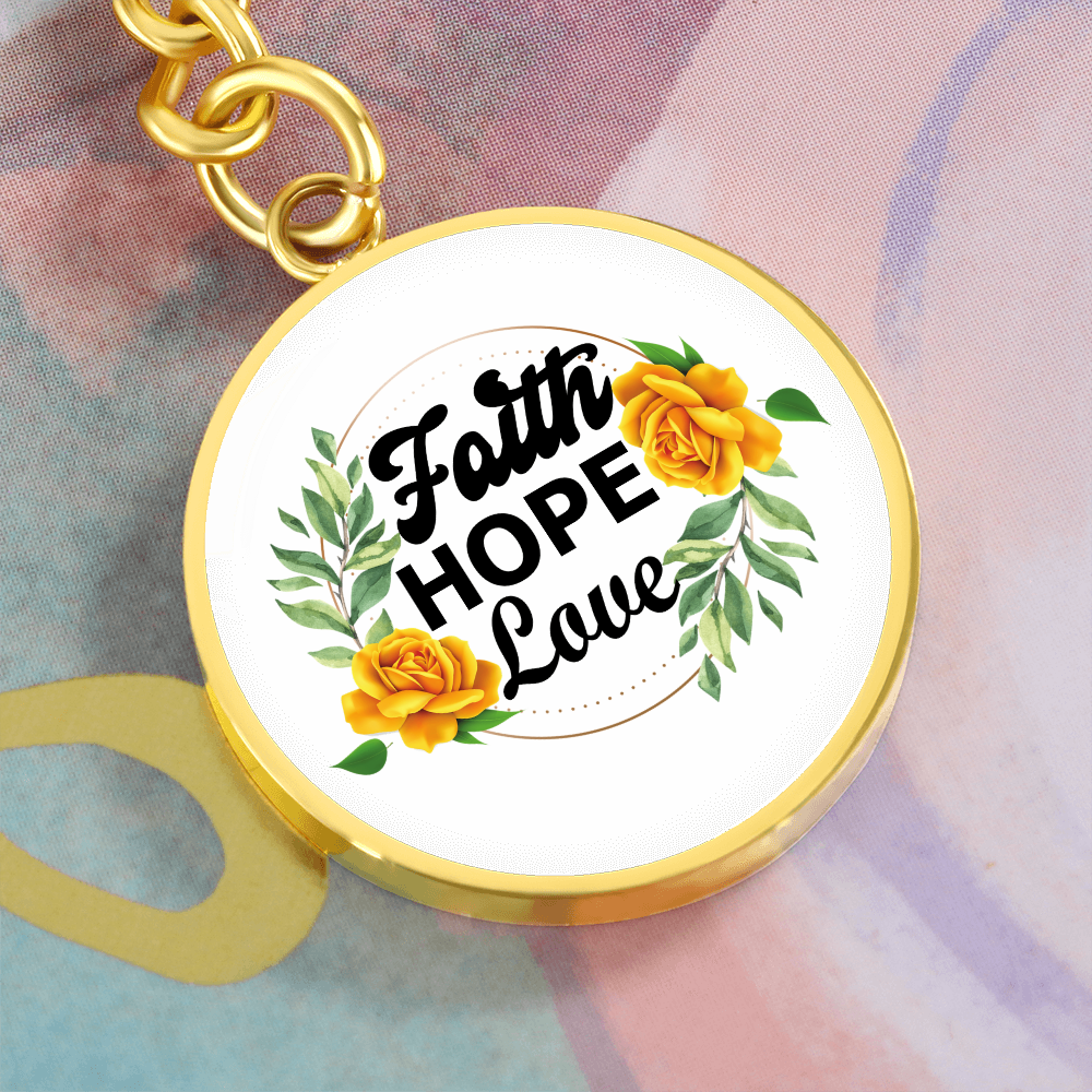 Faith Hope Love - Graphic Circle Keychain - Gift for Her - Gift for Him