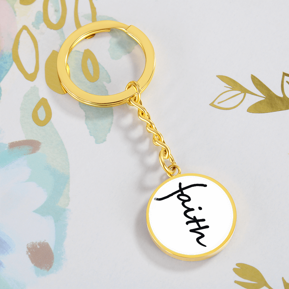 Faith (Black) – Graphic Circle Keychain – Gift for Her - Gift for Him