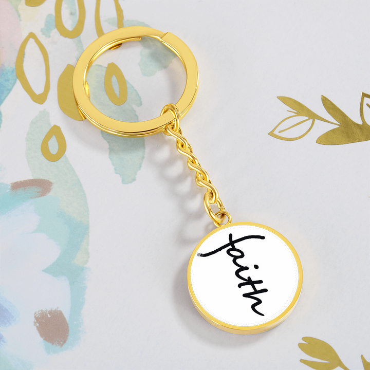 Faith (Black) – Graphic Circle Keychain – Gift for Her - Gift for Him