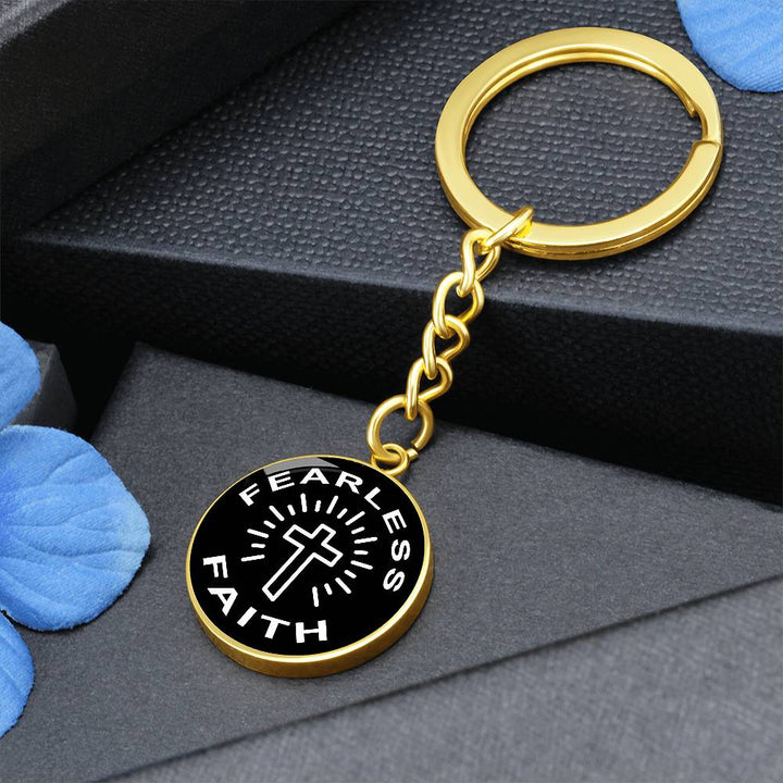 Fearless Faith Graphic Circle Keychain – Gift for Her - Gift for Him