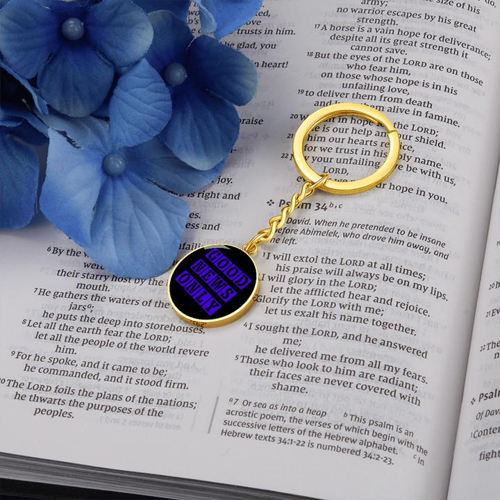 Good News Only Graphic Circle Keychain – Gift for Her - Gift for Him