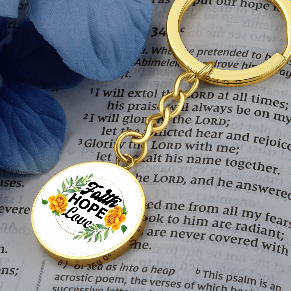 Faith Hope Love Graphic Circle Keychain – Gift for Her - Gift for Him