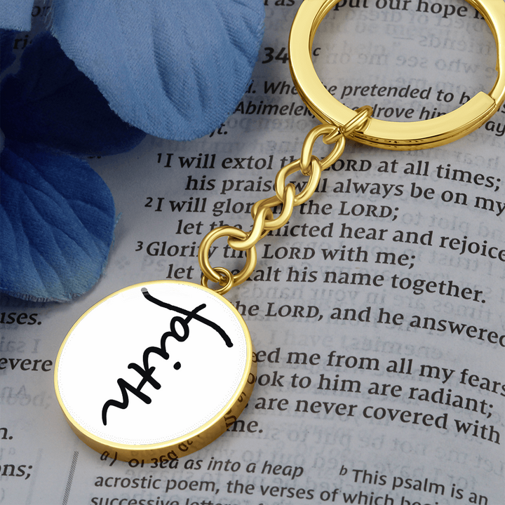 Faith (Black) – Graphic Circle Keychain – Gift for Her - Gift for Him